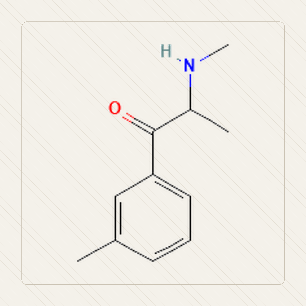 3-MMC, Lehrillustration der Molekülstruktur