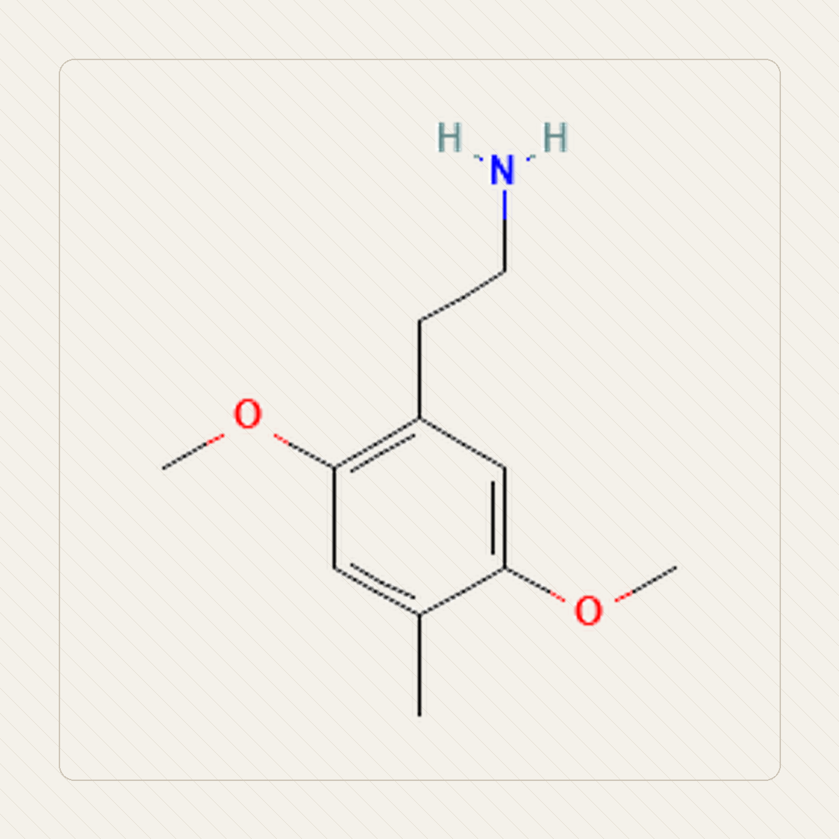 2C-D, Lehrillustration der Molekülstruktur