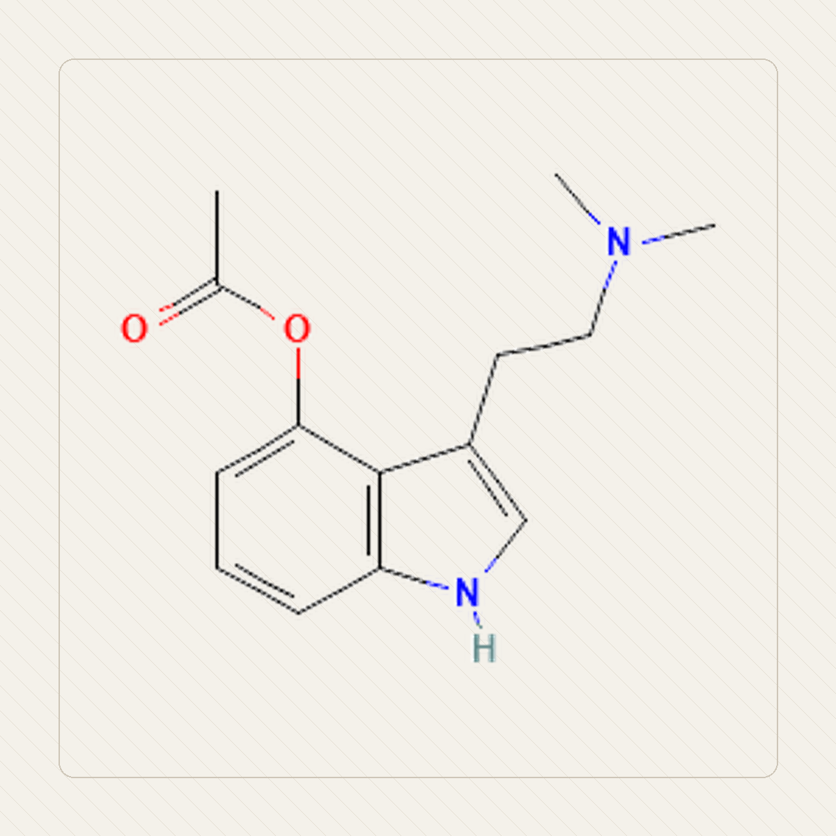 4-AcO-DMT, Lehrillustration der Molekülstruktur