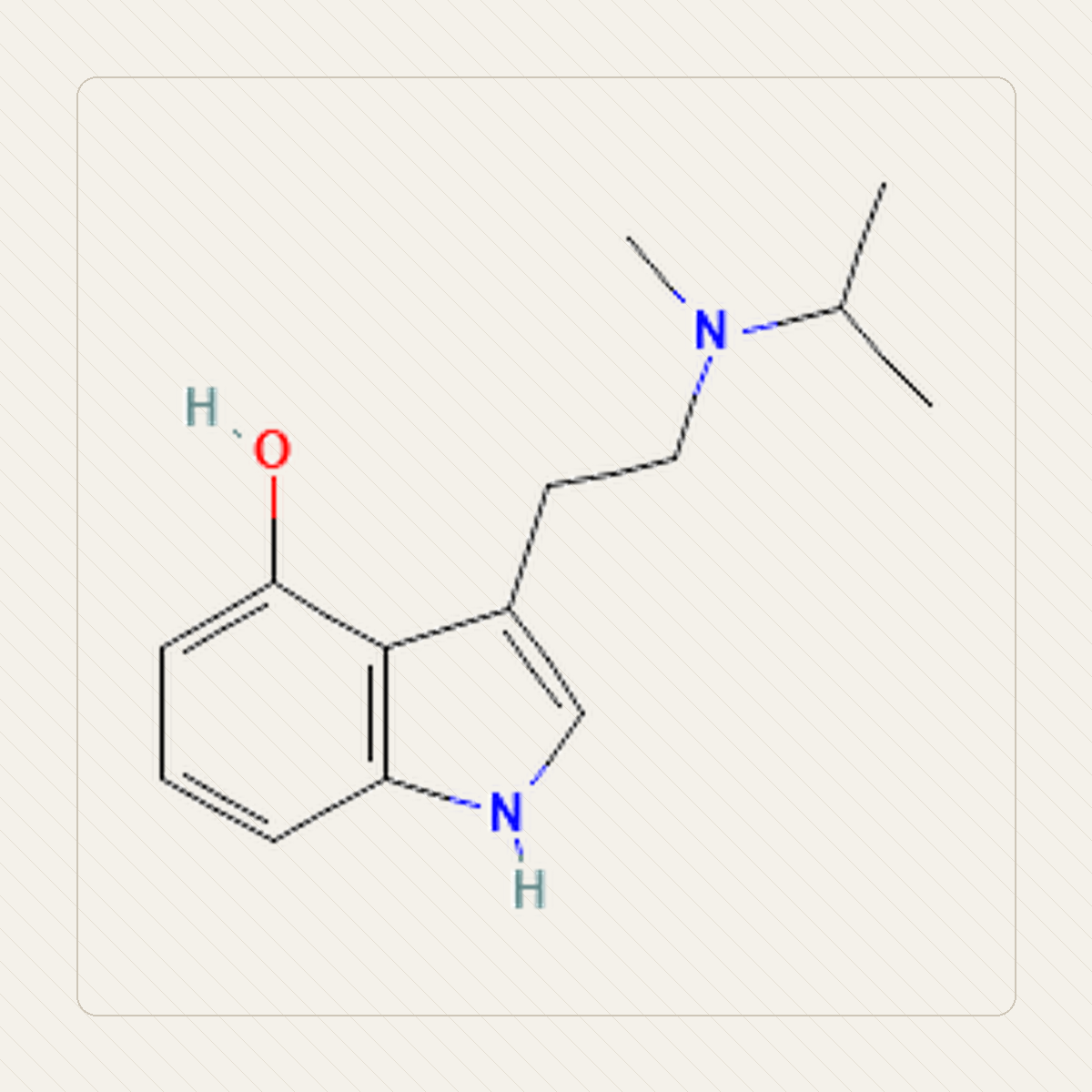 4-HO-MiPT, Lehrillustration der Molekülstruktur
