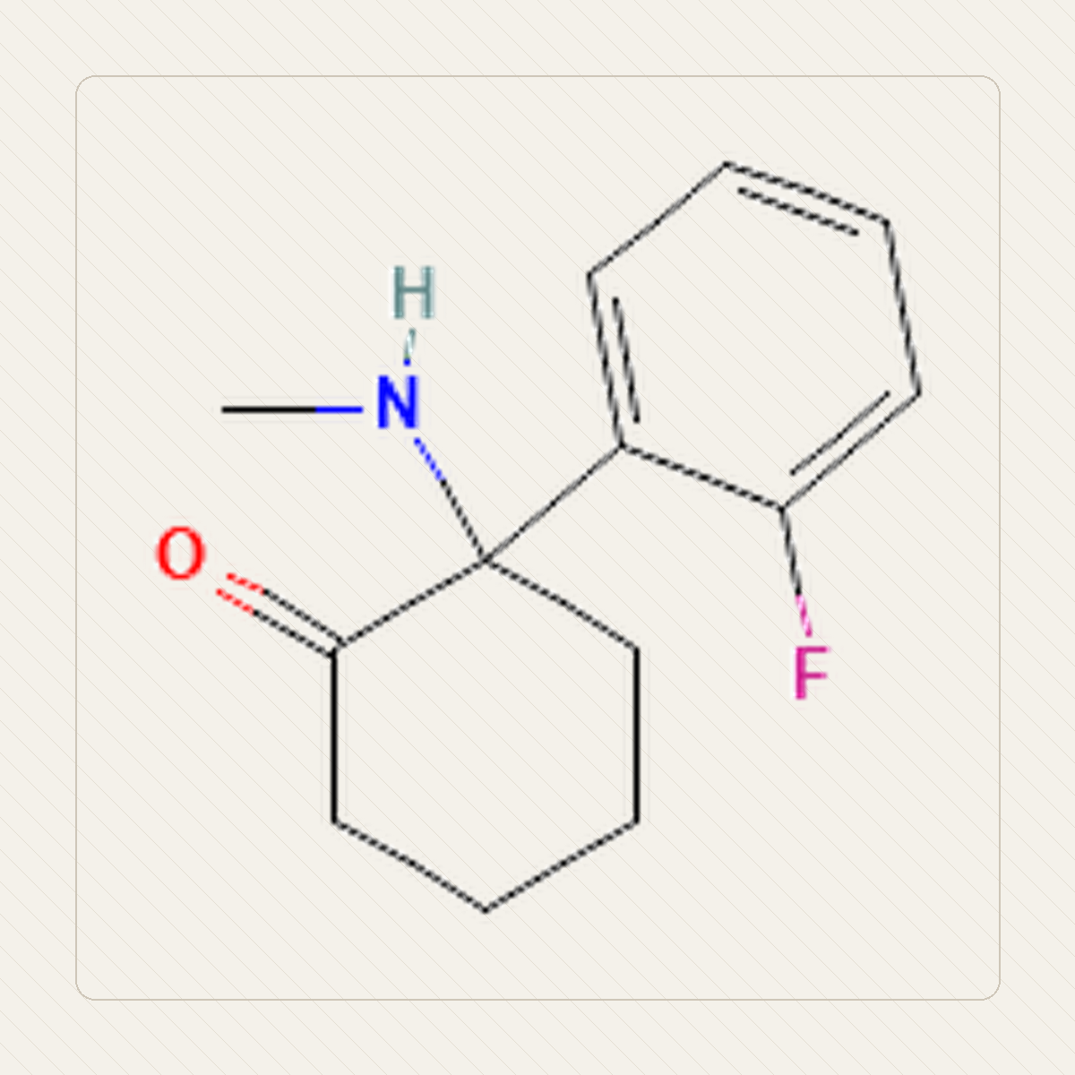 2-FDCK, Lehrillustration der Molekülstruktur