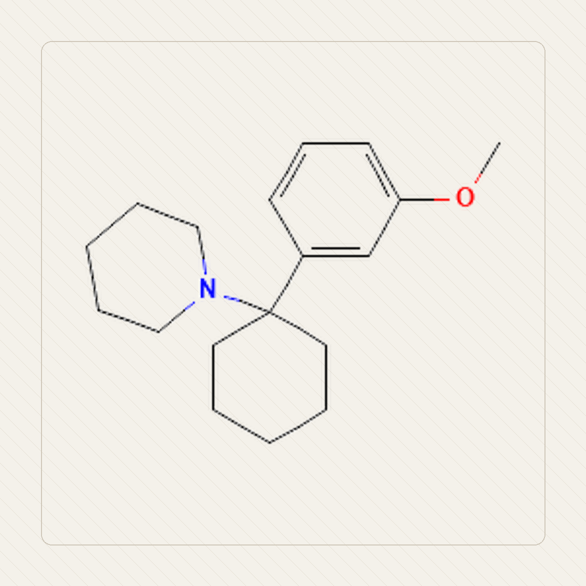 3-MeO-PCP, Lehrillustration der Molekülstruktur