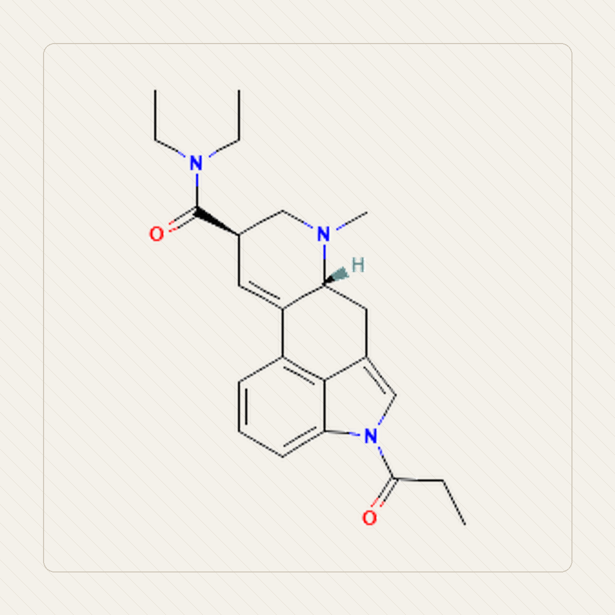 1P-LSD, Lehrillustration der Molekülstruktur