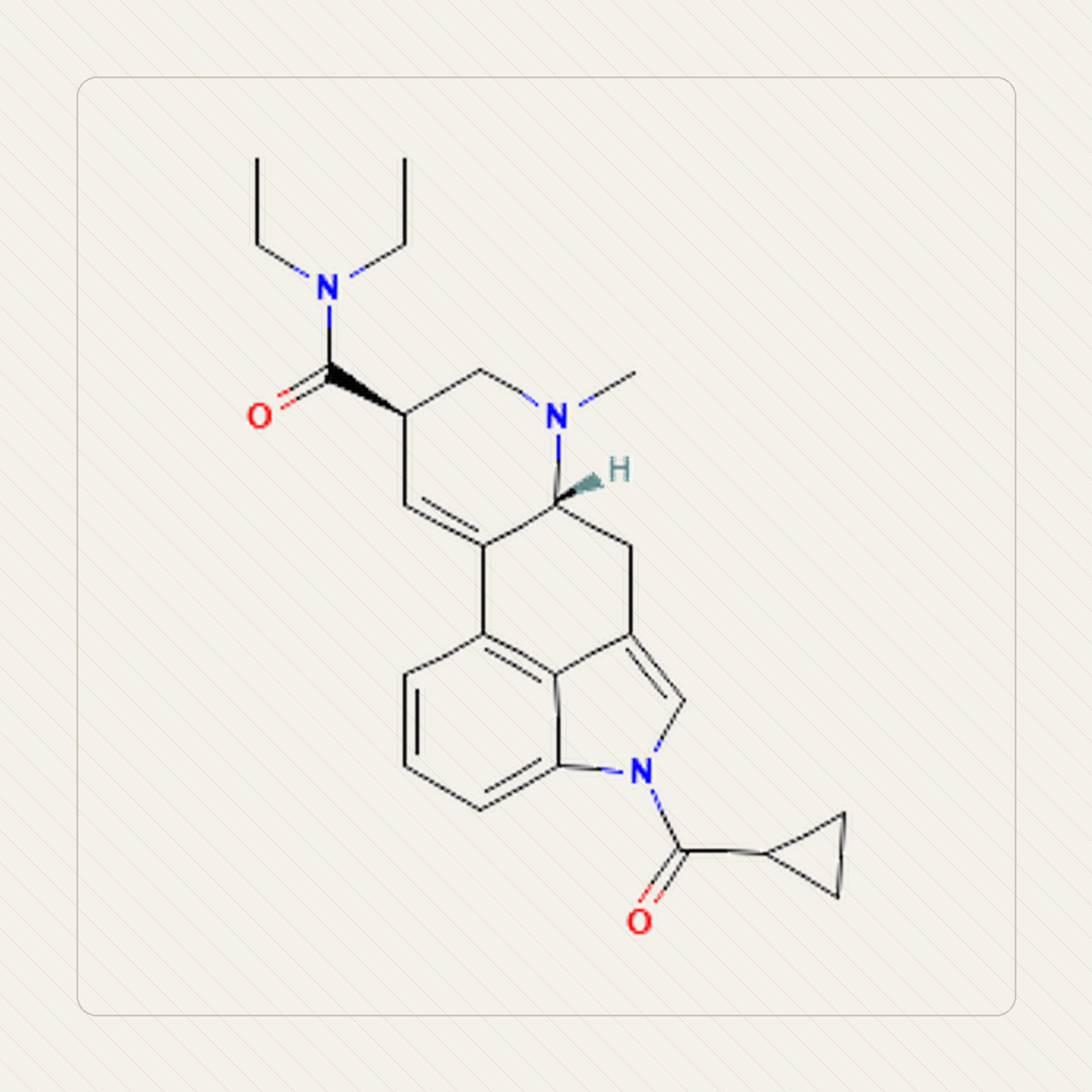 1cP-LSD, Lehrillustration der Molekülstruktur