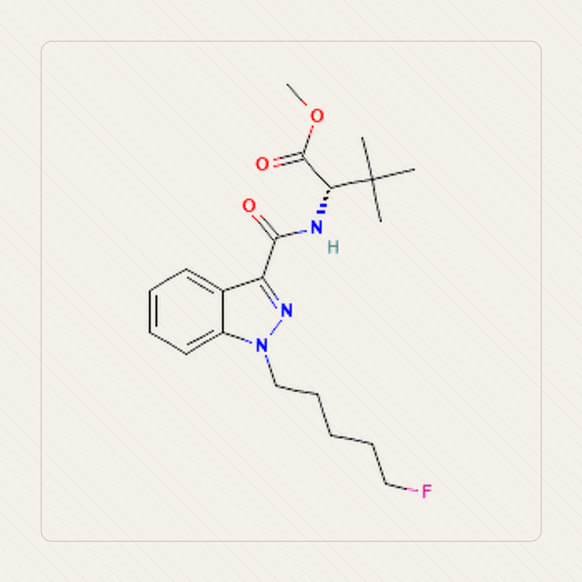 5F-MDMB-PINACA 5F-ADB, Lehrillustration der Molekülstruktur
