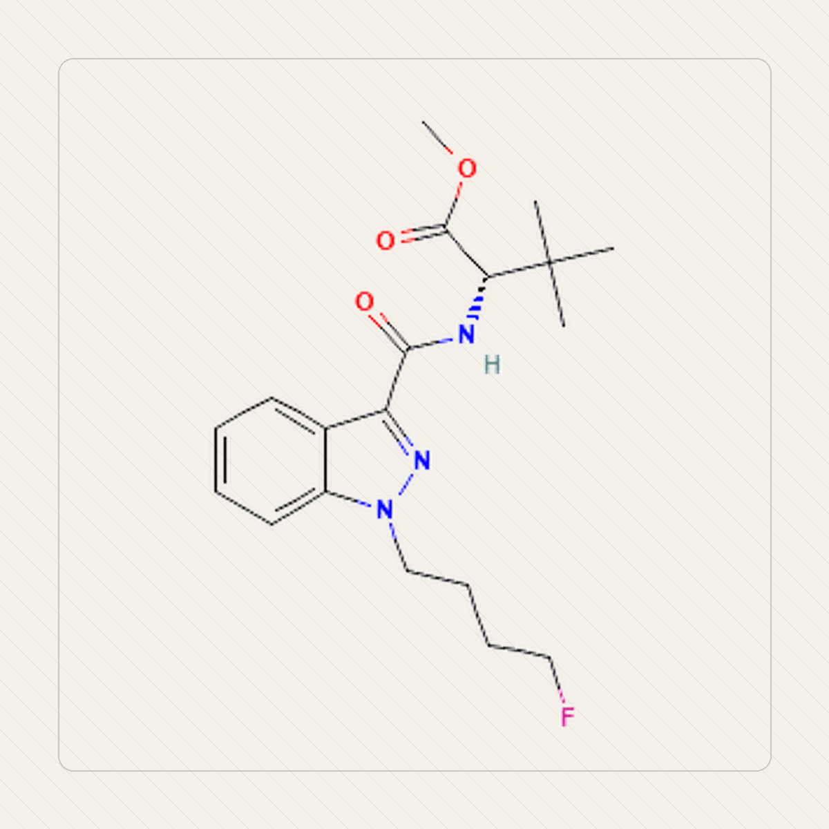 4F-MDMB-BINACA 4F-MDMB-BUTINACA, Lehrillustration der Molekülstruktur