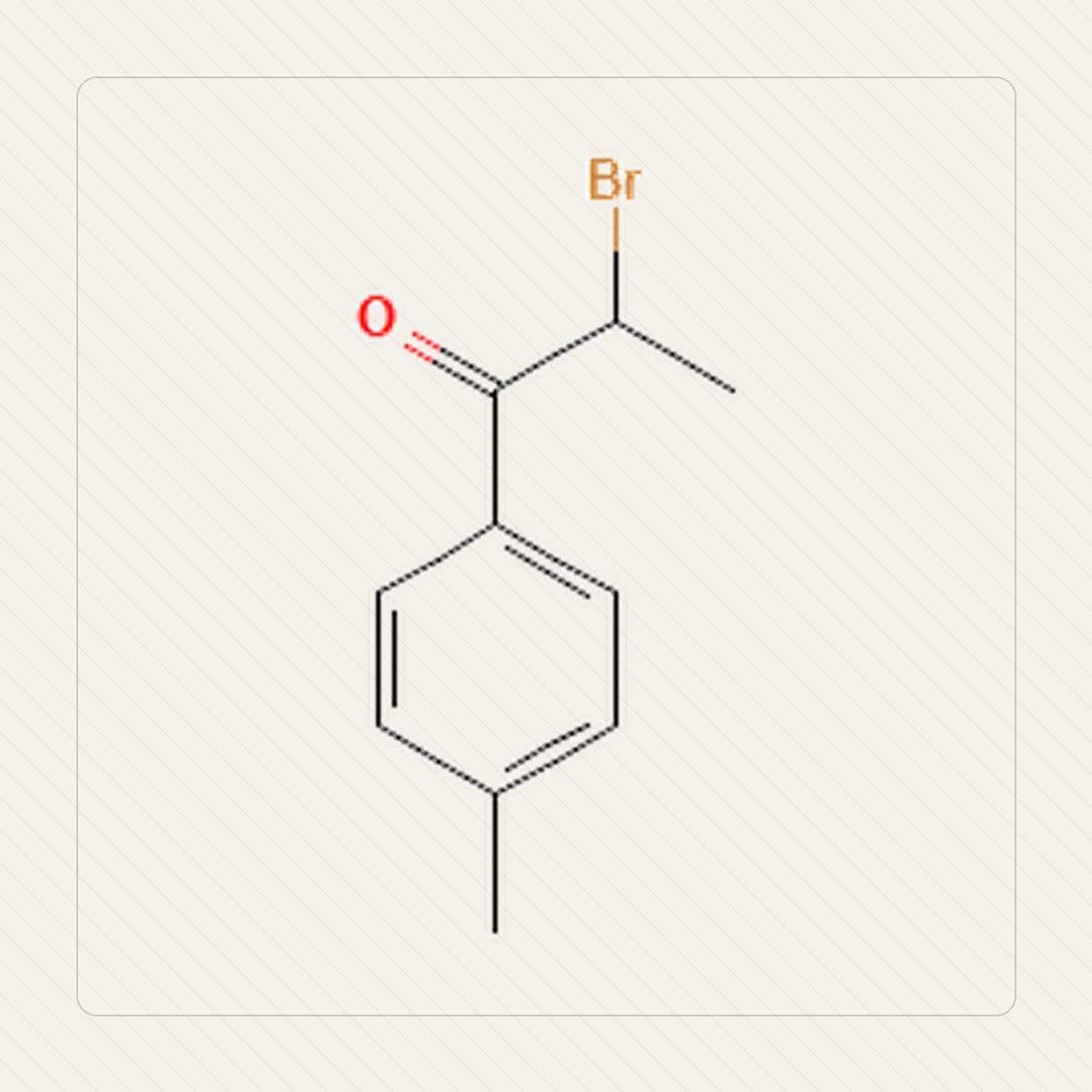 2-Brom-4-methylpropiophenon, Lehrillustration der Molekülstruktur